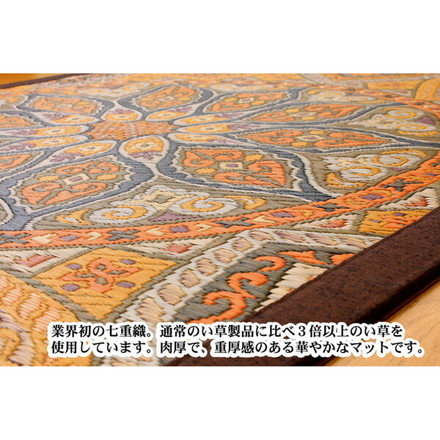 純国産 袋七重織い草マット 『万華鏡』 約95×150cm(裏:不織布)