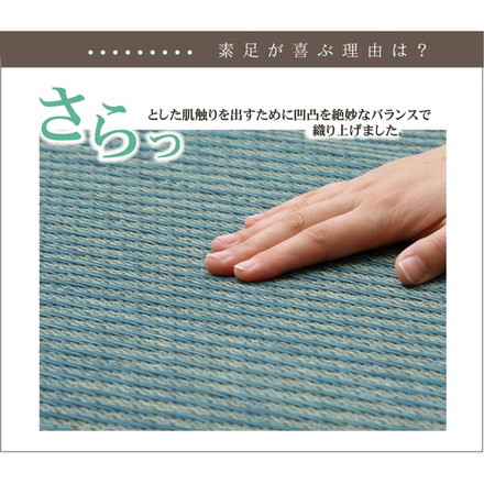 い草花ござ カーペット 『DXクルー』 ブルー 江戸間8畳(約348×352cm) (裏:不織布)