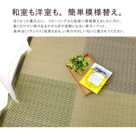 い草ラグ 花ござ カーペット ラグ 4.5畳 格子柄 市松柄 DXピーア ブルー 本間4.5畳 約286×286cm 裏:不織布