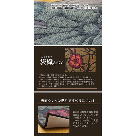 純国産 い草玄関マット 『なでしこ』 ブラック 約70×120cm