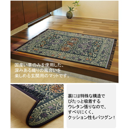玄関マット 室内 70×120 国産い草 「Fカラフルブロック」 約70×120cm