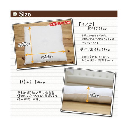 ヌードクッション 国産 シート 椅子用 ヌード アイボリー 約45×45cm