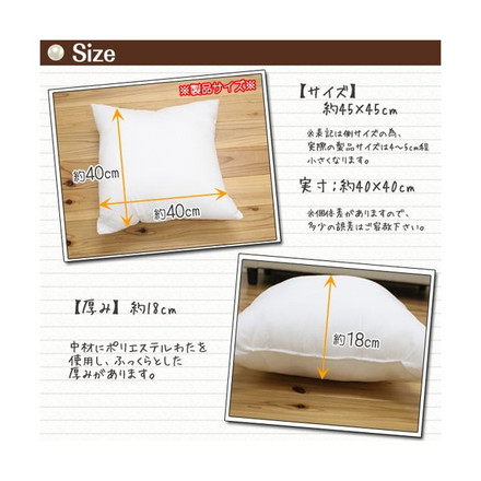 ヌードクッション 国産 セアテ ヌード アイボリー 約45×45cm 2枚組