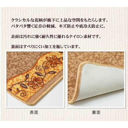 廊下敷 ナイロン100% リーガ 約80×180cm 滑りにくい加工 マット 廊下敷 ファブリック 80×180cm