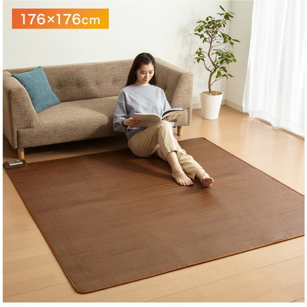 フローリング調電気マット 2畳 176×176cm ホットカーペット 電気マット ホットマット キッチンマット 防水 ブラウン ライトベージュ ライトベージュ
