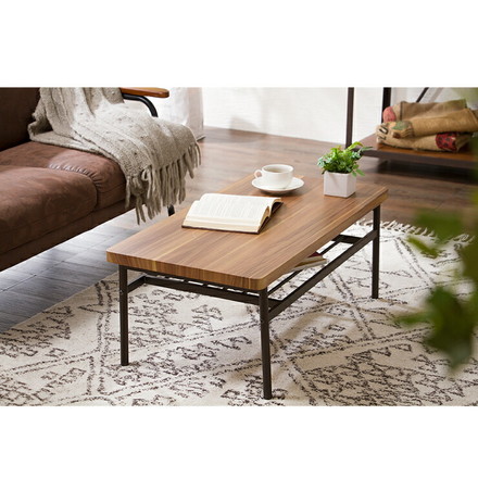 センターテーブル 棚付き 収納 木目 スチール ブラウン リビング テレワーク 在宅勤務 一人暮らし 新生活 テーブル ローテーブル