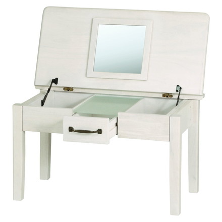 ドレッサー デスク テーブル 化粧台 幅70cm ホワイトウォッシュ 収納付き 鏡付き アンティーク調