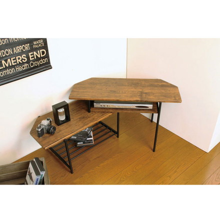 スライドTVボード ブラウン ローボード テレビ台 TV台 テレビボード スライド式 インダストリアル コーナーボード