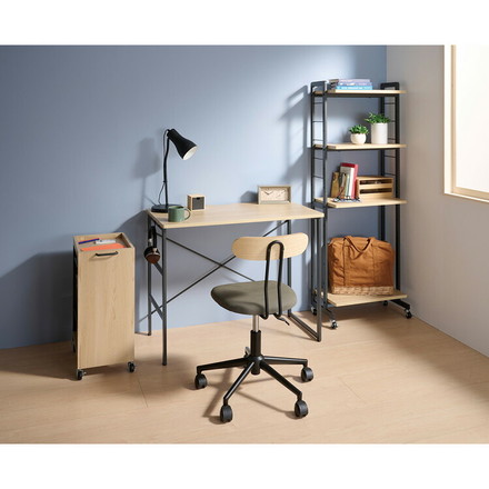 オープンラック 幅53 奥行30 高さ146.5cm キャスター付き 可動棚 S字フック付き 収納ラック 4段 デスク