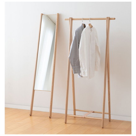 【日本製 ドレスラック 北海道産 タモ材】 タモ オイル仕上げ 日本製 旭川家具 ハンガーラック ラック スリム