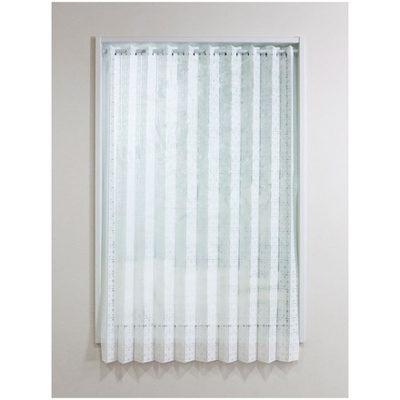 日本製 巾100cm×丈115cm ホワイト パタパタ アコーディオンカフェカーテン ドット柄 ハサミでカット