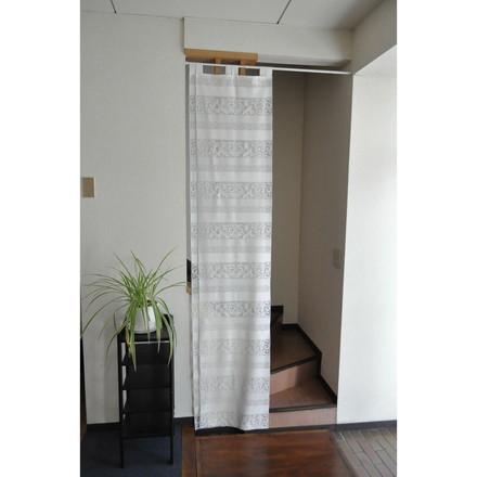 日本製 幅と丈を調整できるのれん 幅45cm×丈250cm 2枚入り 暖簾 仕切り マルチボーダー オーナメント