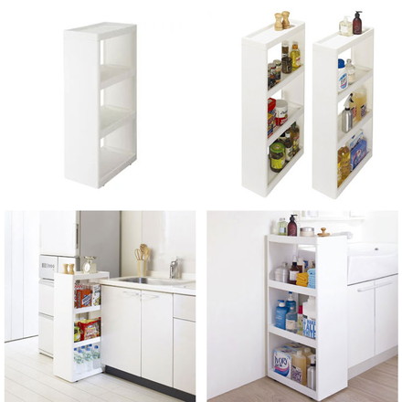 like-it ワゴン サイドオープンワゴン 4段 ワイド ホワイト 約幅25.5x奥45x高90.5cm MW-4