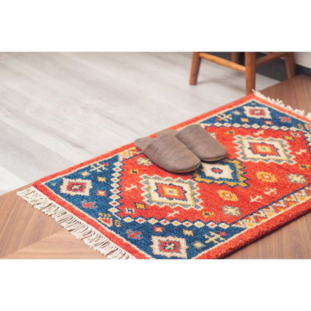 60×90トライバルマットCRIMSON インテリア ラグ カーペット ラグマット ラグカーペット リビング 絨毯 玄関マット 玄関