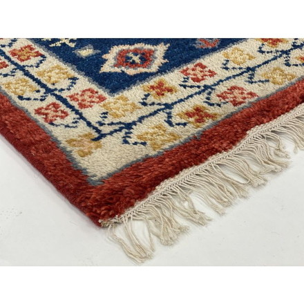 ラグ 190×190cm トライバル 部族絨毯風 ウール コットン 天然素材