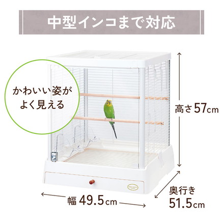 マルカン 鳥かご ケージ バードパレス クリアライフ 50W ガラス ガラス製 クリア 透明 屋根付き 止まり木付き 天然木 お手入れ簡単 小型 コンパクト 鳥用 ゲージ サークル 鳥カゴ