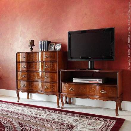 完成品 チェスト イタリア製 四段 猫脚 4段 ヴェローナクラシック 幅87 コンパクト スリム 大容量