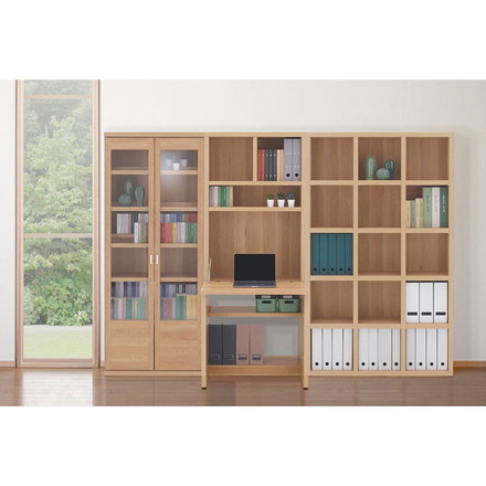 フナモコ ガラスシェルフ VCC-75 キャナルオーク ナチュラル 木目 シェルフ 棚 収納 家具 ガラス扉 本棚