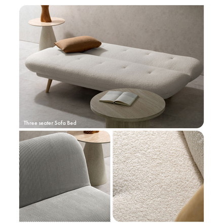 3Pソファベッド Atria アトリア ソファ ソファベッド 3人掛け ブークレ コーデュロイ ゆったり 背もたれ ブークレ/ホワイト