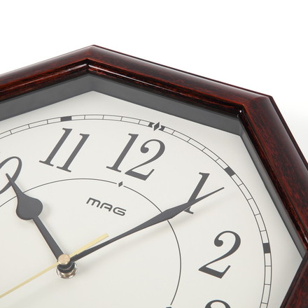 ノア精密 MAG電波掛時計 ネオオクターゴ W-739 BR-Z ブラウン 八角時計 八角形