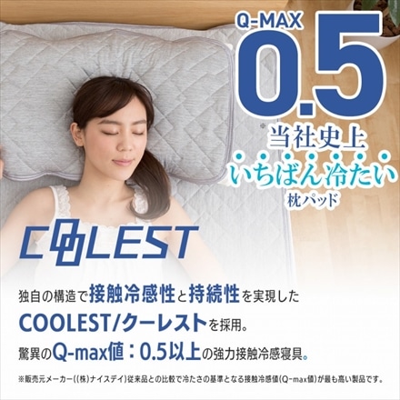 接触冷感 枕パッド Q-MAX0.5 43×63cm リバーシブル 抗菌防臭 省エネ エコ クール 洗える スカイブルー