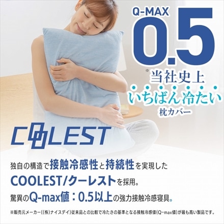 接触冷感 枕カバー Q-MAX0.5 43×63cm 冷却 省エネ エコ クール 洗える 夏 グレー