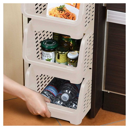 日本製 積み重ね ストッカー キャスター付 ワームグレー LD-245 Style Storage