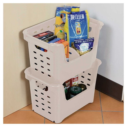 日本製 積み重ね ストッカー 仕切り付 ワームグレー LD-246 Style Storage