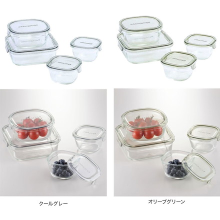 iwaki イワキ 新色 耐熱ガラス保存容器 4点セット パックアンドレンジ パック&レンジ オリーブグリーン