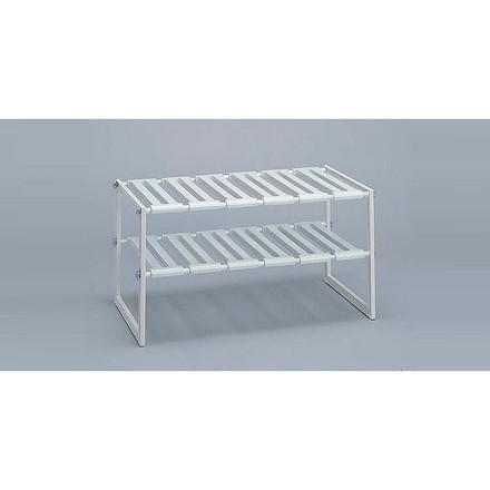 伸晃 キッチン収納 シンク下フリーラック ワイド 伸縮タイプ ホワイト KW2-EX