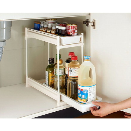 伸晃 キッチン収納シンク下スライドラック2段 スリム SS-304