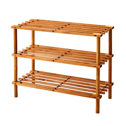 天然木 シューズラック 3段 オープンラック ガーデンラック 棚 シェルフ フラワースタンド 花台 ウッドラック ガーデニング 木製 玄関収納 スリッパラック おしゃれ
