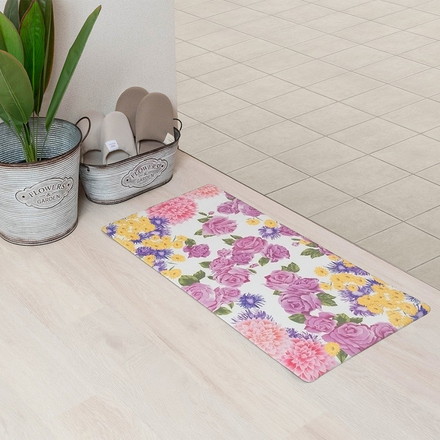 ベストコ 玄関マット 室内 40×80cm お手入れ簡単 防炎 防カビ 抗菌 防臭 フラワリー 花柄 ND-5181