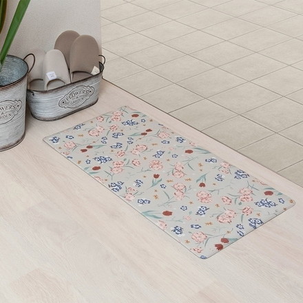 ベストコ 玄関マット 室内 40×80cm お手入れ簡単 防炎 防カビ 抗菌 防臭 フィオーレ 花柄 ND-5182