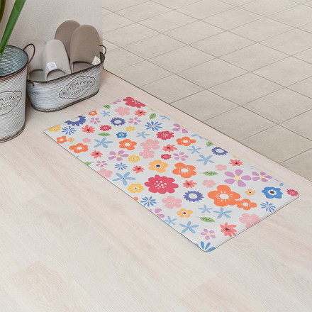 ベストコ 玄関マット 室内 40×80cm お手入れ簡単 防炎 防カビ 抗菌 防臭 ポピー 花柄 ND-5183