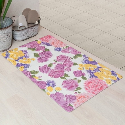 ベストコ 玄関マット 室内 60×90cm お手入れ簡単 防炎 防カビ 抗菌 防臭 フラワリー 花柄 ND-5191
