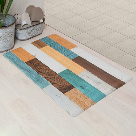 ベストコ 玄関マット 室内 60×90cm お手入れ簡単 防炎 防カビ 抗菌 防臭 ミックスウッド ライト 木目調