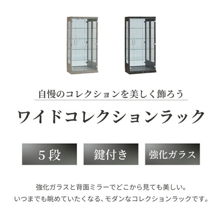 コレクションケース単品 160 幅80×奥行45×高さ160cm ハイタイプ コレクションラック ガラスケース 開梱設置無料 鍵付 ケース 棚 ダークグレー