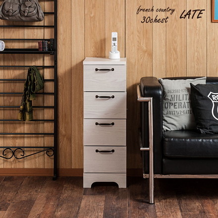 Late カウンター下収納チェスト 幅30 ホワイト 木目 カウンター下収納 引き戸 引き出し 幅30 ランドリー