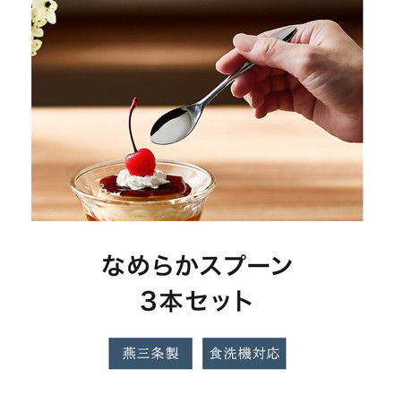 日本製 燕三条 なめらかスプーン 3本セット 食洗機対応 ステンレス TSUBAME カトラリー セット 3本組 スプーン ミニスプーン デザート 和菓子