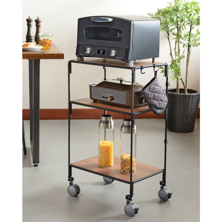 オークス 日本製 テーブルワゴン BWS8202 BOW キッチンワゴン キャスター フック付き 収納