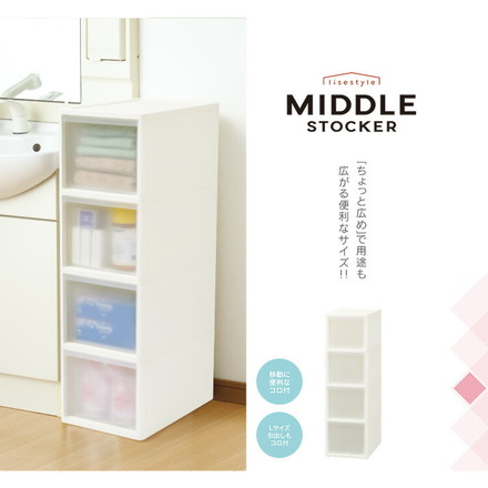 リセ ミドルストッカー 幅26cm 引出し4段 M4 日本製 JEJ ジェイイージェイ すき間収納 隙間 収納ボックス