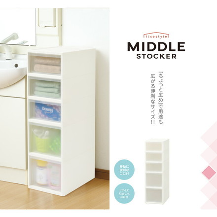 リセ ミドルストッカー 幅26cm 引出し5段 S3M2 日本製 JEJ ジェイイージェイ すき間収納 隙間