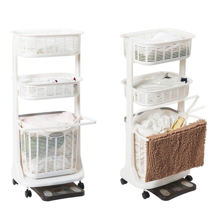 サンコープラスチック BH-402 ランドリーバスケット バスマットハンガー付 収納ラック ランドリー用品 バスケット