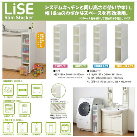 【日本製】 リセスリムストッカー Ｓ2Ｍ1Ｌ1段タイプ 2個組