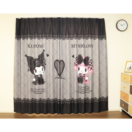 MORIPiLO サンリオ 遮光カーテン 幅100x178cm丈 2枚組 マイメロディ クロミ 真夜中のメロクロ