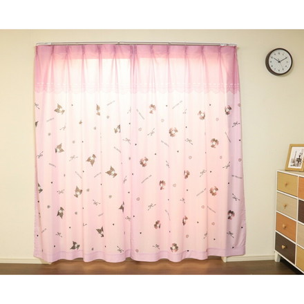 MORIPiLO サンリオ レースカーテン 幅100x108cm丈 2枚組 マイメロディ クロミ 真夜中のメロクロ