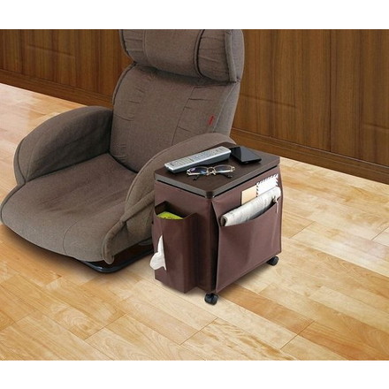 ウッドテーブルワゴン サイドテーブルワゴン ブラウン キャスター付き