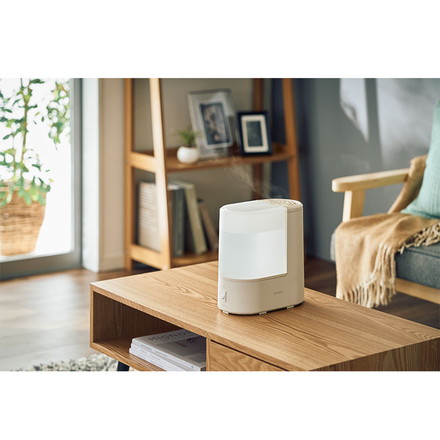 スチーム加湿器 1.8L コンパクト シンプル 一人暮らし アロマ 空焚き防止 ERU MOIST LITE エルモイストライト QUADS QS548 アイボリー