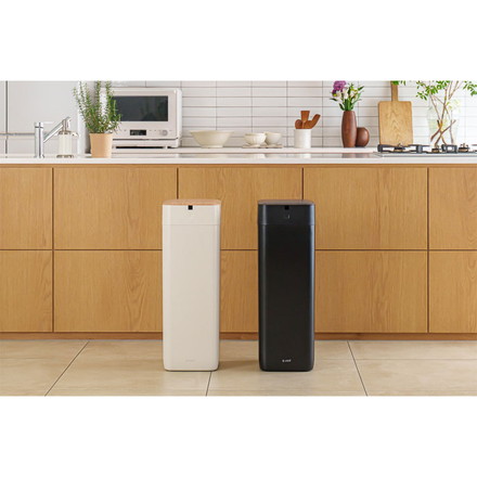 全自動スマートゴミ箱 ELBIN 30L 自動開閉 常時開閉 自動密封 自動セット 充電式 UVライト除菌 音声ガイド QUADS QS558BK アイボリー